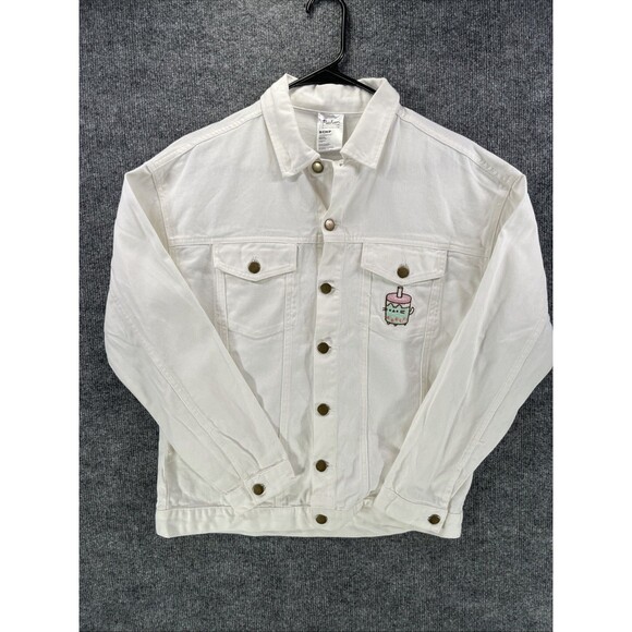 pusheen Jackets & Blazers - Pusheen White Denim Jacket 2023 Spring Exclusive Pusheen Boba Tea Sips Size S
